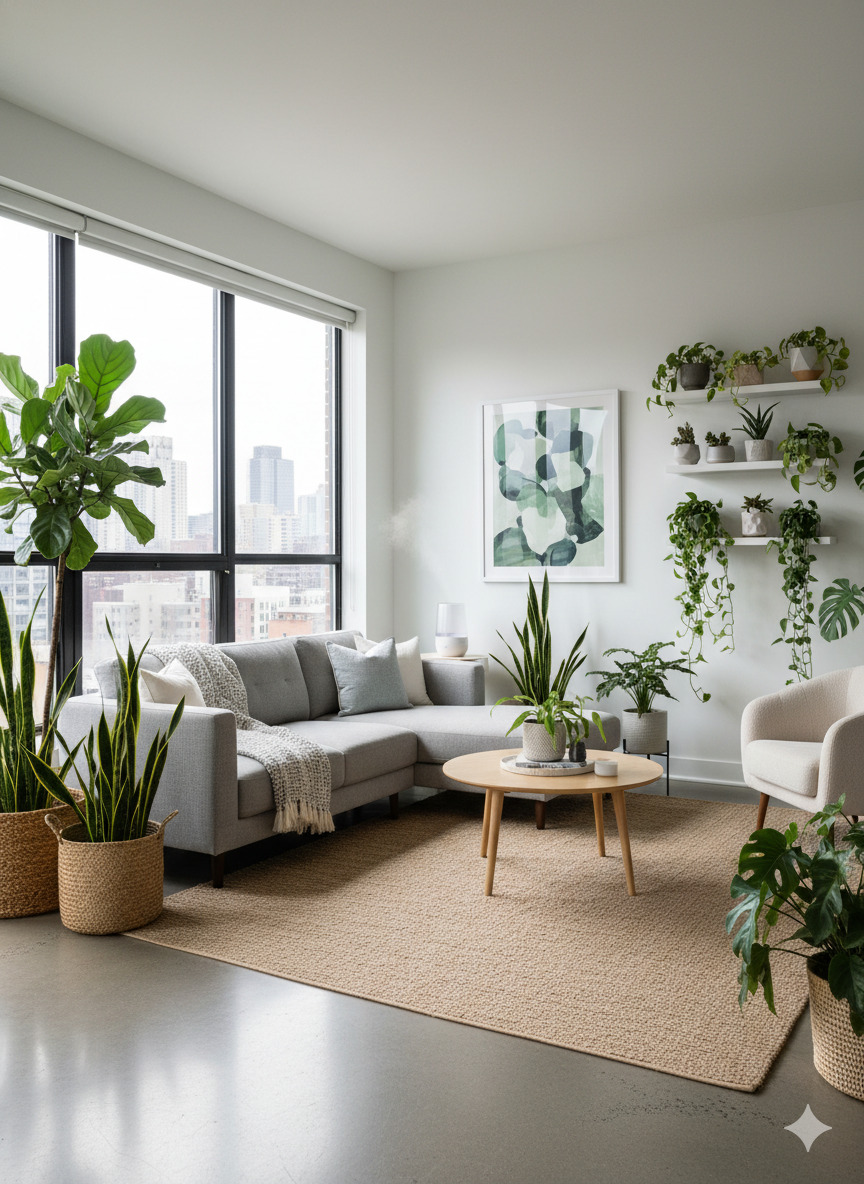 Indoor plants in modern home setting